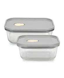Fissman Glass Containers Set With Plastic Lid - 2 Pieces