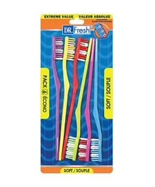 Dr.Fresh Mix Pack of 6 Mix Toothbrushes - Multicolour