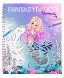 Top Model Fantasy Model Colouring Book With Reversible Sequins Mermaid - 40 Pages