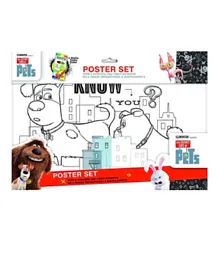 Diakakis Pets Activity Poster Set With 6 Markers - Multicolor