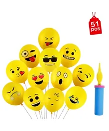 Party Propz Smiley Balloon 50 Pcs Balloons with Balloon Pump - Yellow