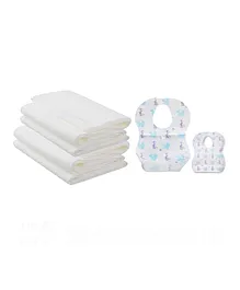 Star Babies Disposable Bibs 20 Pieces With Disposable Towel 6 Pieces - Elephant