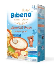 Bibnea Infant Cereal Baby food Wheat & 5 Fruits - 250g