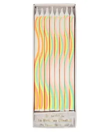 Meri Meri Tapered Rainbow Candles Pack of 16 - Multicolor