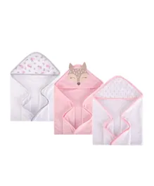 Hudson Childrenswear Miss Pink Fox Cotton Hooded Towel Blue - Pack of 3