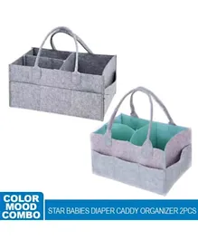 Star Babies Caddy Diaper Bag Pack of 2 - Grey & Green Grey