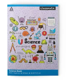 Classmate Science Notebook Unruled + Single Line - Pack of 6