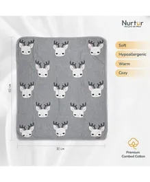 Nurtur 100% Cotton Knitted Baby Blanket Deer - Grey