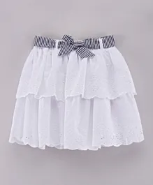 Minoti Tiered Skirt With Belt - White