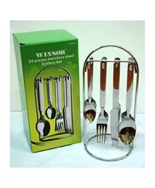 Winsor 24-Piece Stainless Steel Cutlery Set with Stand