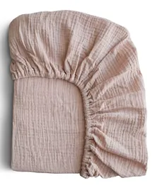 Mushie Extra Soft Muslin Fitted Crib Sheet Medium - Blush