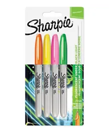 Sharpie Permanent Neon Markers Pack of 4 - Assorted