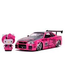 Dickie Diecast Hello Kitty 2002 Nissan Skyline Scale 1:24 - Pink