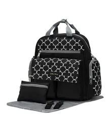 حقيبة حفاضات صغيرة قابلة للتحويل مع حقيبة بسحاب وخطاف لعربة الأطفال وسجادة تغيير - أسود