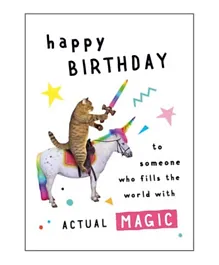 Pigment Cat On Unicorn Actual Magic Greeting Card