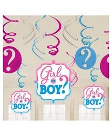 Party Centre Boy Or Girl Spiral Decoration - Pack of 12