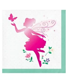 Creative Converting Floral Fairy Sparkle Beverage Napkins- Pack of 16