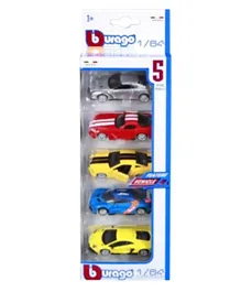 Bburago Die Cast Model Car Sets 1:64 Scale Multicolour - Assorted Pack of 5