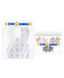 Star Babies Combo of Pack of 20 Bibs + Pack of 3 Baby Girl Knee Pad - Pink & White