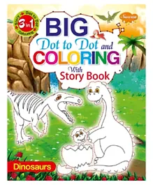 Sawan 3 In 1 Big Dot To Dot & Colouring With Story Book Dinosaurs - English