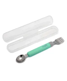 Melii Detachable Spoon & Fork With Carrying Case - Green & Grey