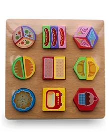 Wooden Paired Shape Puzzle Food  - 9 Pieces