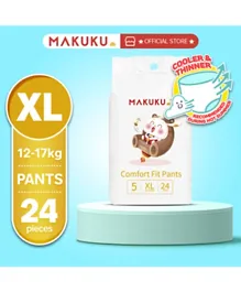 MAKUKU Comfort Fit Diaper Pants With Upto 12 Hours of Dryness Size 5 X-Large - 24 Pieces