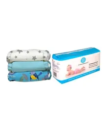 Charlie Banana 3 Diapers 6 Inserts Little Twitter II One Size Hybrid Aio + 32 Disposable Inserts