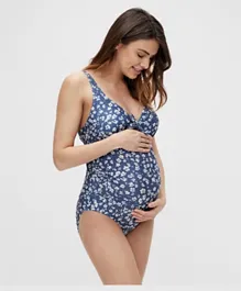 Mamalicious Floral Maternity Swimsuit - Blue