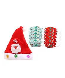 قبعة عيد الميلاد من ستار بيبيز مع أقنعة قابلة للتصرف بنقوش الكريسماس - 11 قطعة