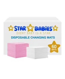 Star Babies Disposable Changing Mats Pack of 60 - White/Yellow