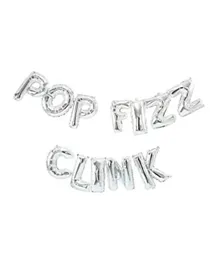 Ginger Ray Silver Pop Fizz Clink Balloon Bunting - 12 Balloons