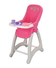 Polesie Doll's High Chair Set with Feeding Accessories - Pink, for Age 3+, Dimensions 48.5x27.5x38.5 cm