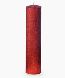 شمعة عمودية مزينة بالجليتر من دريم ديكور - أحمر