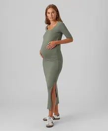 Vero Moda Maternity Bodycon Fit U-neck Long Dress - Green