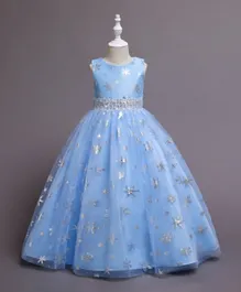 فستان حفلات أنيق مزين بطبعة رقاقات الثلج من دي دانيلا - أزرق