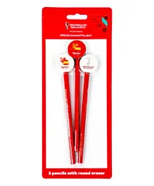 FIFA 2022 Spain Country Pencils with Round Eraser - 3 Pieces