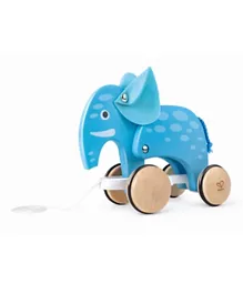 Hape Elephant Wooden Pull Along Toy - Blue