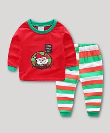 Lamar Baby Christmas Santa Print  Nightwear - Red