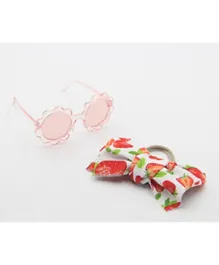 DDANIELA Hawaiian Glasses  and Headband Set For Babies and Girls - Strawberry