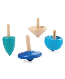Plan Toys Wooden Spinning Tops - Set of 4