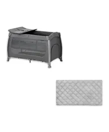 Hauck Play N Relax Center Travel Cot - Charcoal + Bed Me Travel Cot Accessories  - Grey