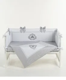 Monnet Baby Teddy Newborn Bedding Set with bows - Grey White