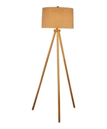 PAN Home Tripod E27 Wooden Floor Lamp - Brushed Gold