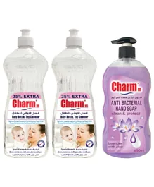 Charmm Combo Baby Bottle & Toy Cleanser with Lavender Antibacterial Hand Soap - Pack of 3