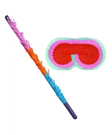 Unique Pinata Stick And Blindfold - Multicolor