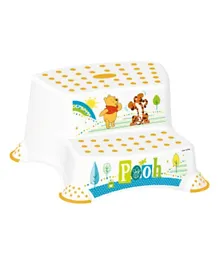 Keeeper Double Step Stool With Anti Slip Function Winnie the Pooh Print - White and Yellow