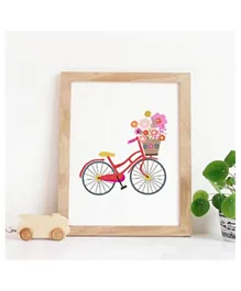 Sweet Pea Floral Bicycle Wall Art Print - Multicolor
