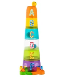 Chicco Stacking Toy for Fine Motor Skills - Alphabet Cups & Puzzle Base, 6M+, L30xB30xH61cm