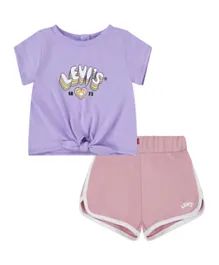 Levi's Lounge T-Shirt & Shorts Set - Purple & Pink
